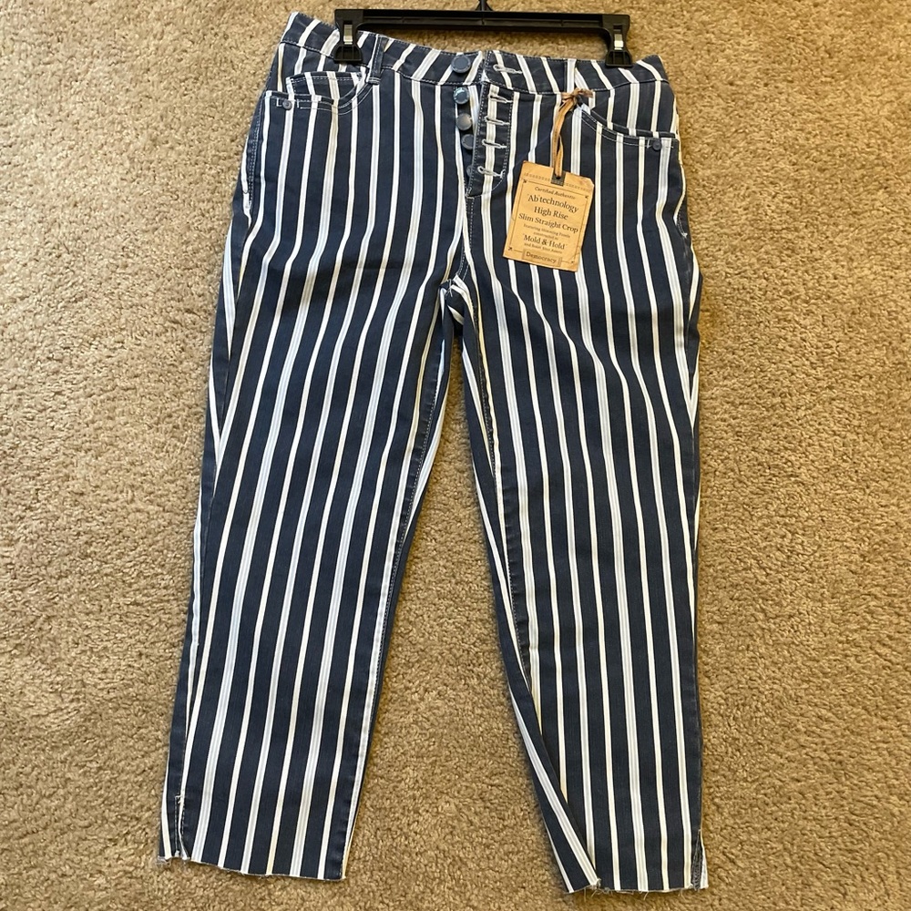 Democracy Slim Straight Ankle bottoms Stripes